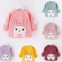 Baby Cartoon bib Waterproof Long Sleeve Scarf Apron Smock Feeding anti-fouling childrens autumn and winter thickened rabbit Aprons