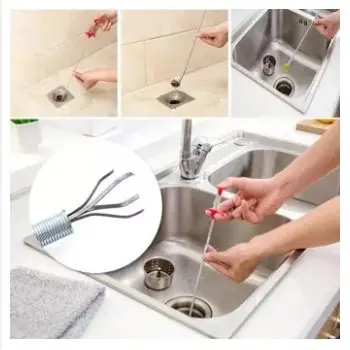 Drain Clog Water Sink Cleaner Snake Unblocker Kitchen Bath Rod