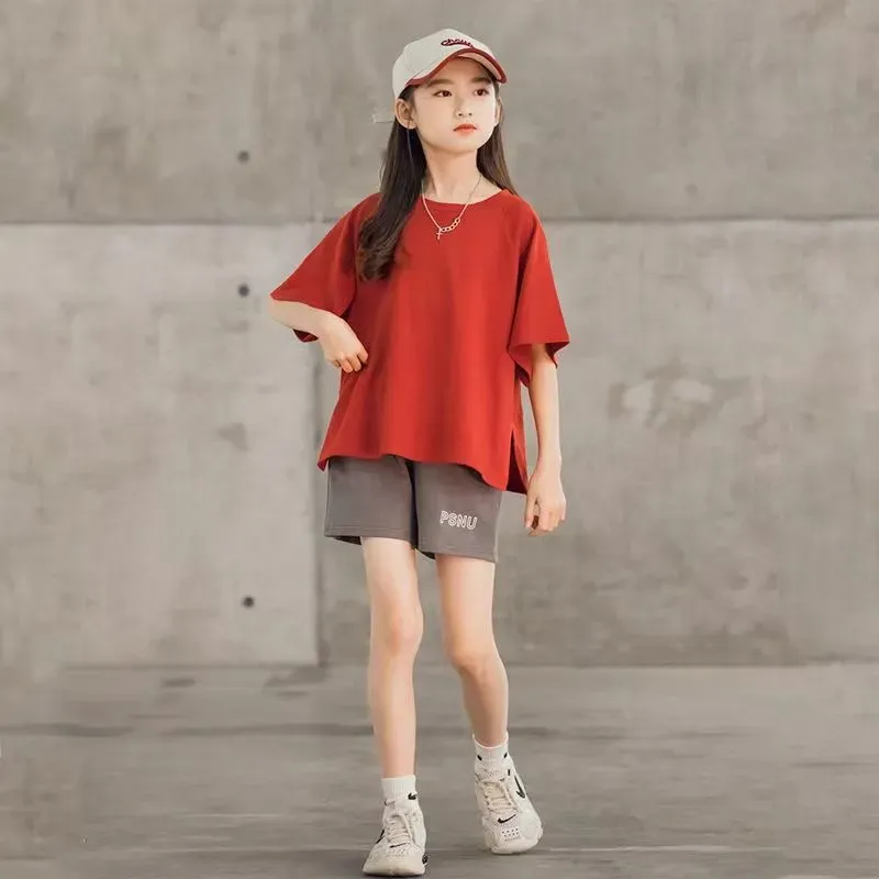 CON 2022 NEW Children's Fashion 2PCS（Blouses+Shorts）High Quality korean  style Shorts for kids girl casual clothes 3 to 4 to 5 to 6 to 7 to 8 to 9  to 10 to 11