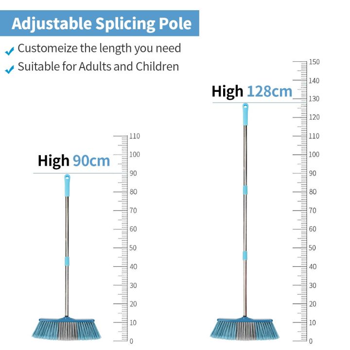 ไม้กวาดไม้กวาดทำความสะอาดพื้นแข็งด้ามจับยาวปรับได้สำหรับทำความสะอาดลานภายนอกโกดังสินค้าขายดี