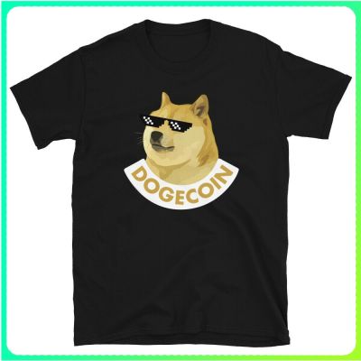 Dogecoin เสื้อยืดแขนสั้นลําลอง คอกลม ผ้าฝ้าย ทรงหลวม พิมพ์ลายสกุลเงิน สําหรับผู้ชาย  AUEI