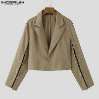 Medussa INCERUN เสื้อแจ็คเก็ตแขนยาว Parka Lapel Short Blazer Jackets Hippy Club Coat Top (สไตล์ตะวันตก)