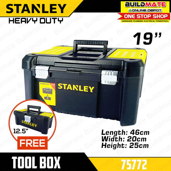 BUILDMATE Stanley 19" Essential Tool Box with Metal Latches +FREE 12.5