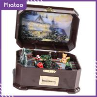 Miatoo ดนตรีกล่องดนตรีคริสต์มาสหมุนได้แบบพกพาสำหรับตกแต่งเดสก์ท็อปของเด็กผู้หญิง