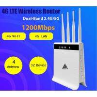 4G Wifi Router เราเตอร์ ใส่ซิม ปล่อย Wi-Fi, 1200Mbps Dual Band 2.4G+5G รองรับ 3G/4G , 6 เสา Turbor Fast Speed