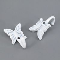 ✜❏✤ 2PCS Solid Zinc alloy Towel Hooks White Butterfly Robe Hanging Hooks Hats Bag Key Wall Hanger for Kitchen Bathroom