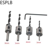 ESPLB 4Pcs 3Mm-6Mm HSS 5 Flute Countersink Drill Bits Set Chamfer Reamer For Woodworking Drill Bit Power Tools