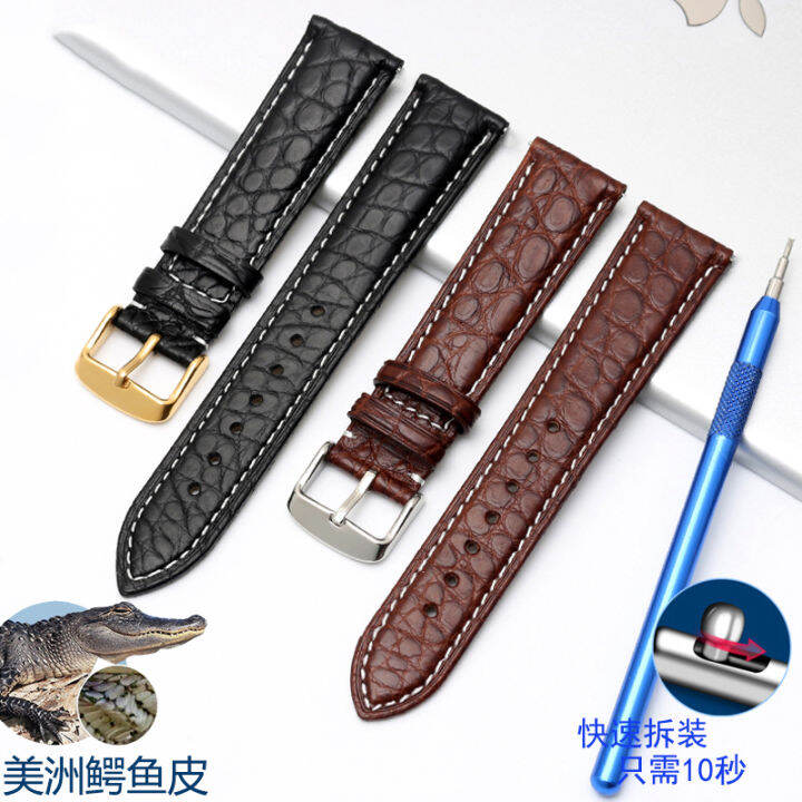 crocodile-alligator-skin-genuine-leather-watchband-belt-watch-strap-celets-for-24mmquick-installation