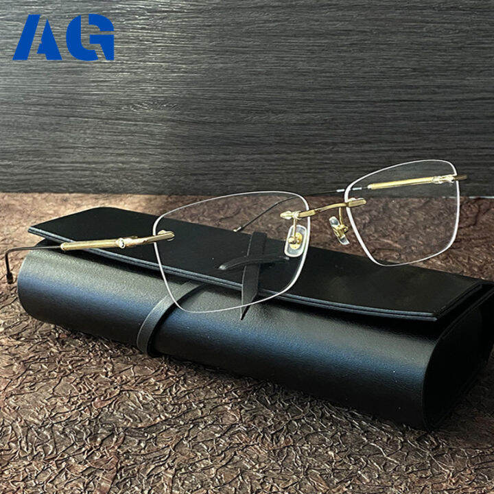 AG Steel Frame Rimless Business Reading Eye Glasses Made in Japan