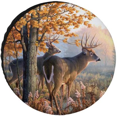 【YF】 Cloud Dream Home Tire Cover Autumn Nature Wildlife Animal Deers Tough Waterproof Spare Wheel Protector for RV SUV