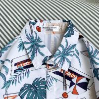 Fashion Flowers Printing Pattern Short Sleeve shirt Men Loose Polo shirt