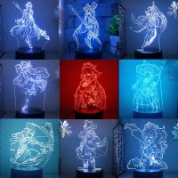 【CC】 Genshin Yae Hu Tao Scaramouche Game Figure 3d Led Lamp Bedroom Kazuha Tighnari Night Lights