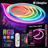 RGB นีออน 24W WIFI สมาร์ท LED นีออนเชือก DIY รูปร่าง APP ควบคุม TV Backlight ห้องเกมห้องนอนตกแต่ง Ambient Light-Youerd