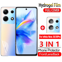 ฟิล์มไฮโดรเจลนุ่ม3IN1สำหรับ Infinix Note 30 Pro 30Pro Note30 Note30Pro 4G 5G 2023ปกป้องเต็มรูปแบบฟิล์มกันรอยด้านหน้าปกป้องหน้าจอเลนส์กล้องหลังฟิล์มป้องกัน