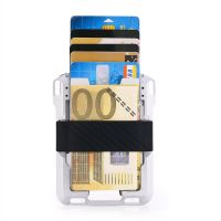 RFID Blocking Aluminium Card Holder Wallets Men Leather Slim Metal Credit Card Case Money Clip