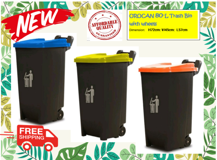 Orocan 80L Trash Bin with wheels FREE DELIVERY within METRO MANILA only Lazada PH