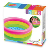 Intex สระน้ำเป่าลม สายรุ้ง ทรงกลม ขนาดเล็ก มีกันลื่น ขนาด 2 ฟุต 57107