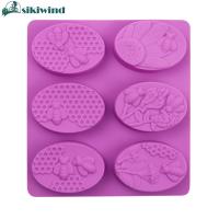 Manual Soap Mold 6 Hole Oval Silicone Bees Soap Molds Unique Soap Making Tools Kitchen Accessories