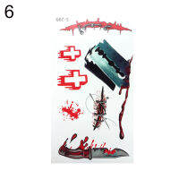 AWEI1 3D ฮาโลวีน Bloody Scar รอยสักชั่วคราวสติกเกอร์คอสเพลย์ Body ศิลปะเพื่อความงาม Decal