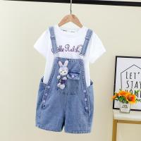 CUI YI SHOP overalls suit summer 2023 new medium and large children thin short-sleeved suspenders childrens denim