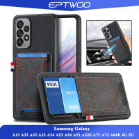 EPTWOO สำหรับ Samsung Galaxy A13 A23 A32 A33 A34 A53 A54 A52 A52S A72 A73 A04 A14 A04S A04E 4G 5G กรณีโทรศัพท์ PU หนังกันกระแทกป้องกันลายนิ้วมือออกแบบขนาดใหญ่พิเศษพร้อมที่นั่งการ์ดยีนส์นุ่มปกหลัง SD-D5