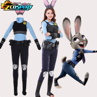 กระต่ายตำรวจจูดี้เครื่องแต่งกายคอสเพลย์ภาพยนตร์การ์ตูนจูดี้ Hopps กระต่ายเครื่องแบบกับกระเป๋าเครื่องแต่งกายคอสเพลย์สำหรับวันฮาโลวีน