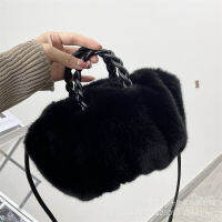 Fashion Faux Fur Small Tote Designer Women Handbags Luxury Lambswool Shoulder Crossbody Bags Warm Plush Female Purse Winter