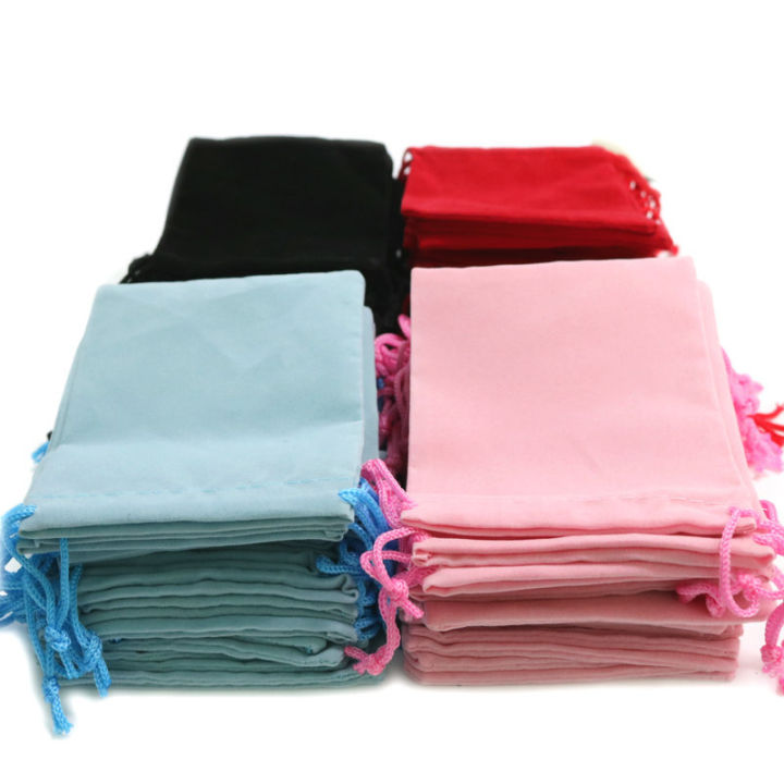 cod-10-12cm-เชือกผูกปากกระเป๋าผ้ากำมะหยี่เครื่องประดับถุงของขวัญสีแดง-สีดำ-สีชมพูค่ะ-จุดสีฟ้า