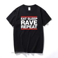 Eat Sleep Rave Repeat Cotton T-Shirt Dj Dance Htid Hardcore Acid Ibiza Magaluf Cotton T Shirt Top Camiseta