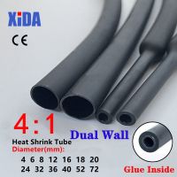 1Meter 4:1 Heat Shrink Tube With Glue Thermoretractile Heat Shrinkable Tubing Heat Shrink Tubing Diameter 4 6 8 16 24 40 52 72