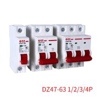 1/2/3/4P MCB DZ47-63 C Type 400V Mini Circuit Breaker 6A 10A 16A 20A 25A 32A 40A 63A Mounting 35mm Din Rail Overload Protection