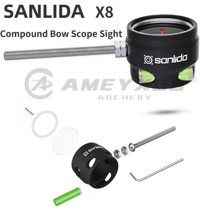 SANLIDA X8 Compound Bow Scope Sight Lens 6X Magnifier Target Shoot