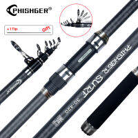 PHISHGER escopic Surf Spinning Rod 3.64.24.55.05.3M Power80-150g 30T Carbon Travel Surfcasting Shore Casting เสาตกปลา