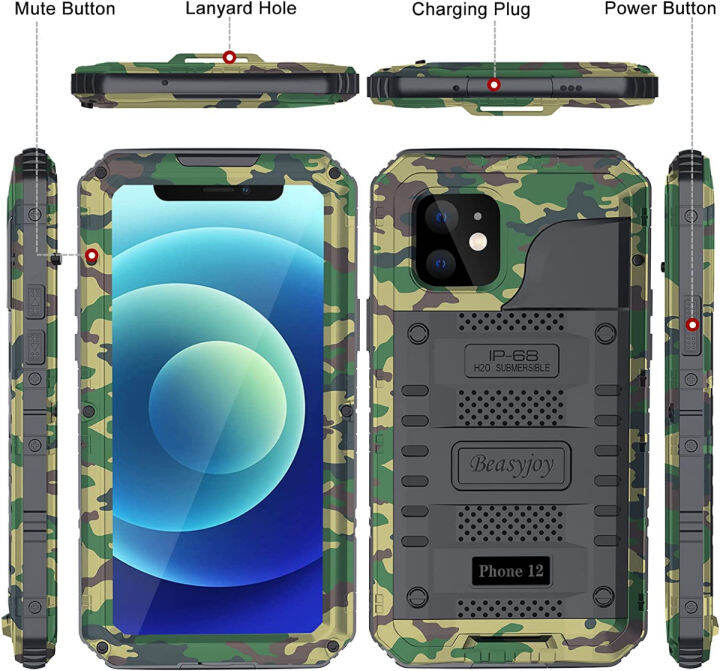 beasyjoy-for-iphone-12-case-waterproof-heavy-duty-case-with-built-in-screen-protector-full-body-rugged-protective-cover-military-grade-shockproof-dustproof-metal-case-6-1-inch-camo-camouflage