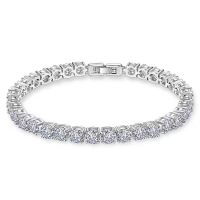 Handmade 14K white gold filled 4mm Round Diamond Bracelets For Women Men Luxury Engagement Wedding Topaz gemstone Jewelry 18cm