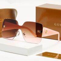 2022 Gucci ใหม่แฟชั่น Cat Eye One ชิ้นแว่นตากันแดด Frameless Gradient เลนส์แนวโน้มบุคลิกภาพตกแต่งผู้ชายและสตรี Universal