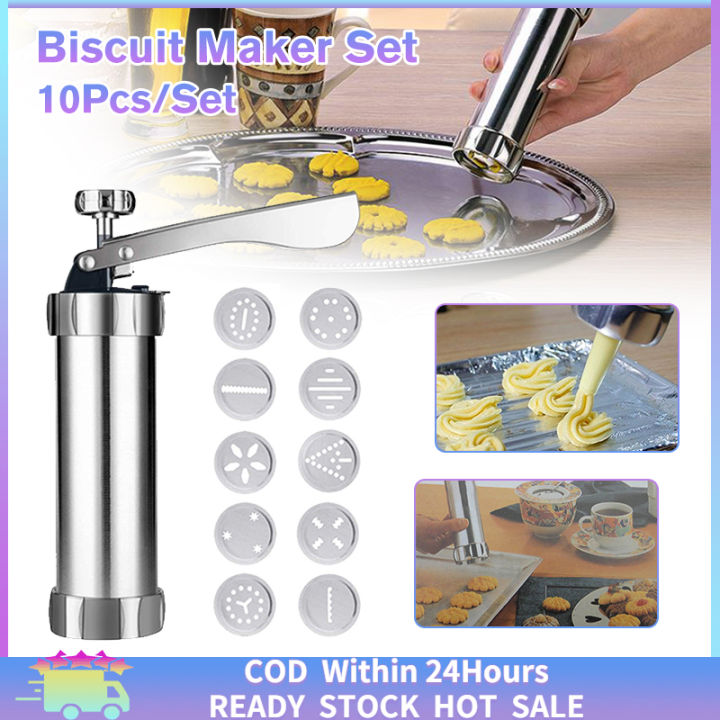 Cookie Press Set with 10 Stainless Steel Cookie Discs, Biscuit