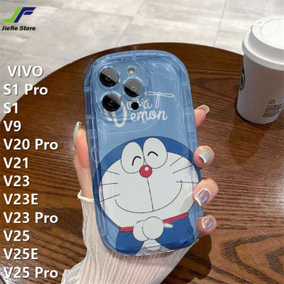 เคสป้องกันการตกแบบนิ่มใสของ JieFie สำหรับ VIVO S1 Pro / S1 / V20 Pro / V21 / V9 / V23 / V23E / V23 Pro / V25 / V25E / V25 Pro แฟชั่นคู่เคสโทรศัพท์การ์ตูนโดราเอมอนน่ารักฝาครอบโทรศัพท์คู่รัก