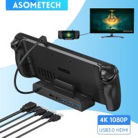 Steam Deck Docking Station TV Base Stand 6 in 1 Hub Holder Dock 4K 60HZ HDMI-compatible USB-C for Steam Deck Dock Console Hub