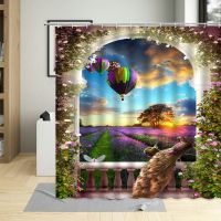 3D Dream Natural Scenery Rural Plant Shower Curtain Flowers Waterfall Curtains Arched Door Creative Bathroom Decor With Hooks