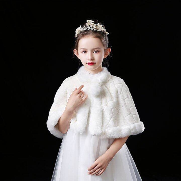 2-12T Girls Faux Fur Wedding Party Jacket White Wraps Shawl Cape Stole  Girls Bolero Shrug For Children Winter Kids Warm Coat | Lazada PH
