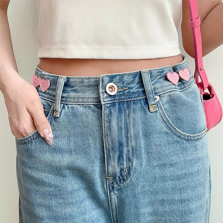 Detachable Metal Heart Waist Sewing-Free Tighten Button for Women Skirt  Pant Detachable Buckle Jeans Reduce Waist Brooch