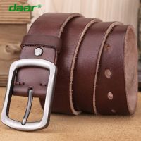 【CW】 DAAR Luxury genuine leather Male Leather Buckle Cowhide All-match Jeans Soft