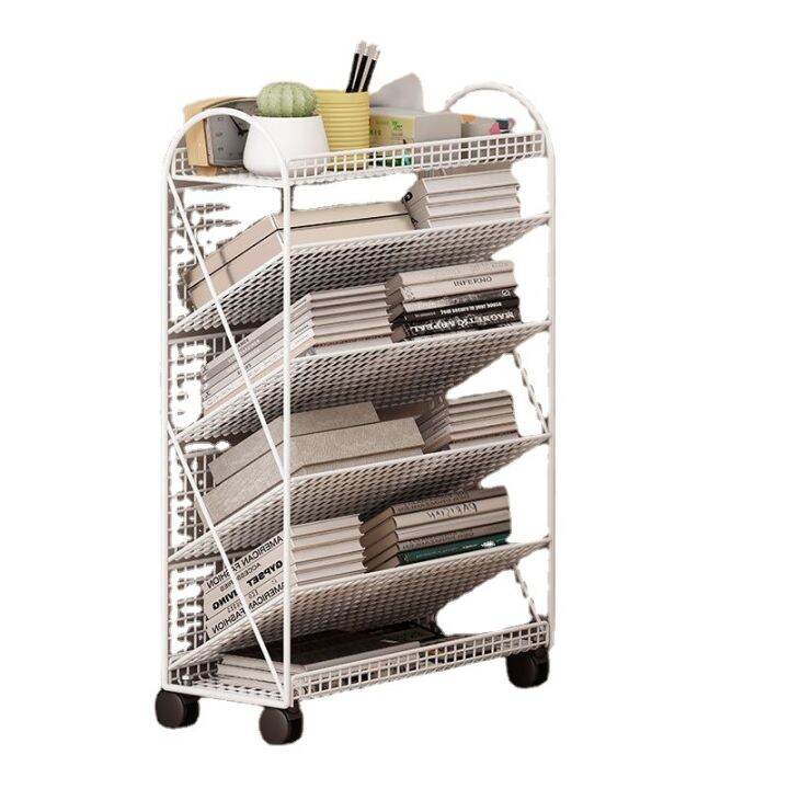 Book Storage under the Table Movable Bookshelf and Storage