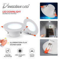 DingDian LED Sound Sensor Downlight AC220V 7W แผงโคมไฟเพดาน Pinlights สำหรับบันไดในร่ม Hall Way Light