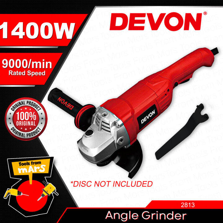 DEVON Industrial 1400W 125mm Angle Grinder Variable Speed Cutting