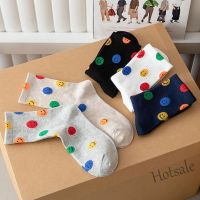 【hot sale】● D19 Korean multicolor smiling face printed socks