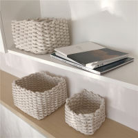 Hand-woven Storage Basket Home Sundries Woven Basket Cotton Rope Cosmetic Organizer Book Toy Desktop Storages Home Decor