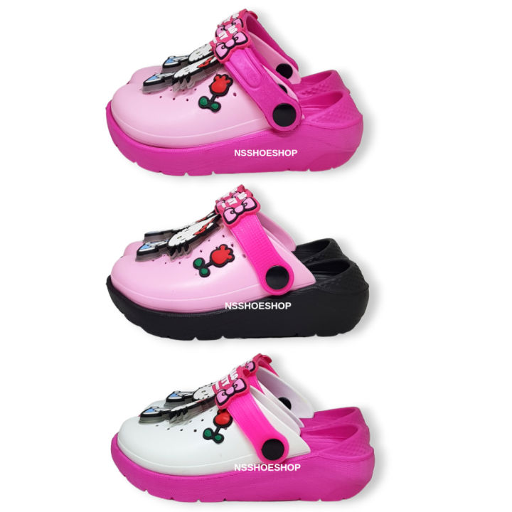 รองเท้าหัวโตเด็ก-clog-มีไฟ-led-hello-kitty-ลาย-เฮลโล-คิตตี้-รุ่น-ktl-537