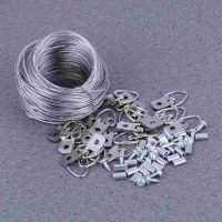 30.5M Rubberized Wire Rope and 20sets Photo Frame Hanging Hooks Kit Picture Hangers Picture Hanging Wire Set